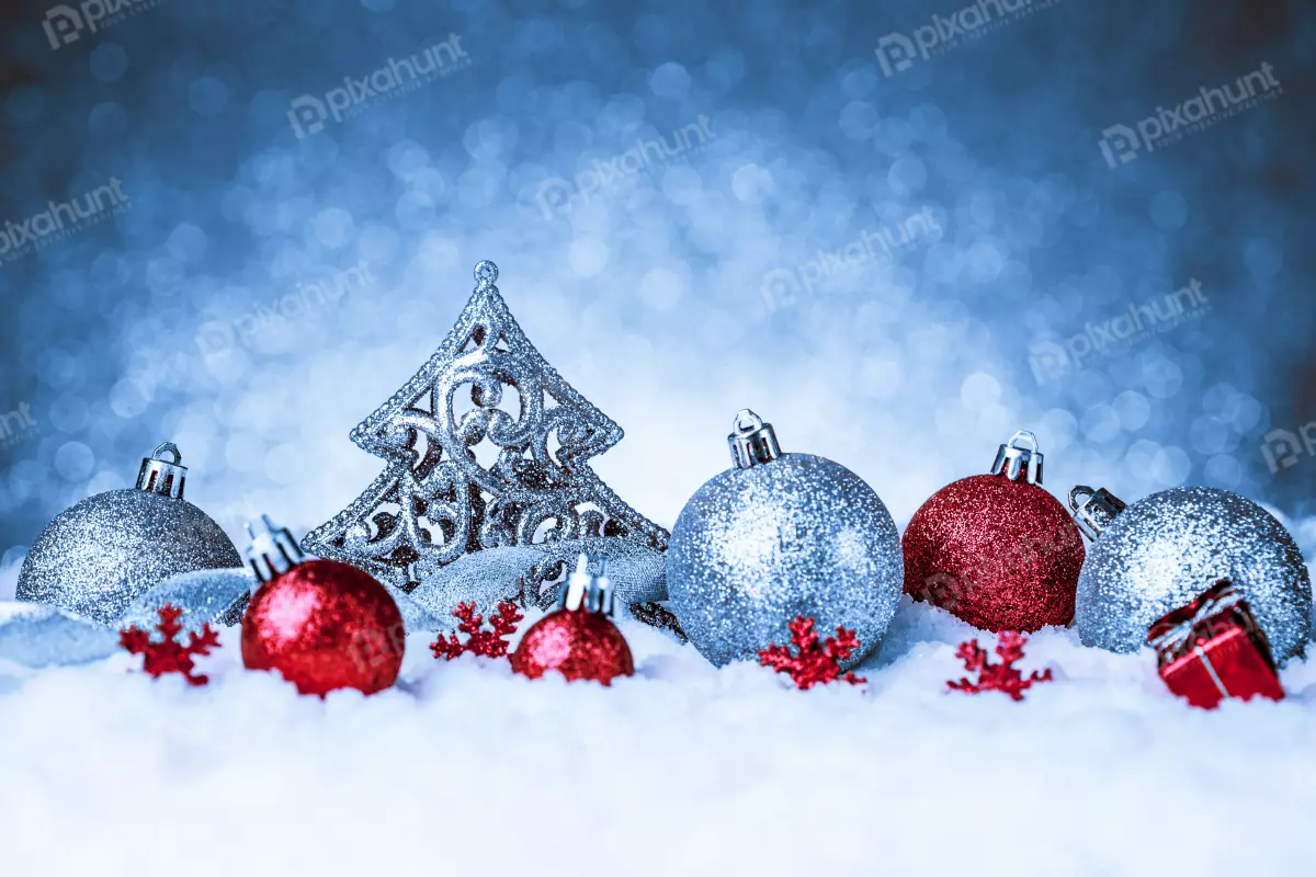 Free Premium Stock Photos Blue christmas baubles glitter bokeh season holiday background