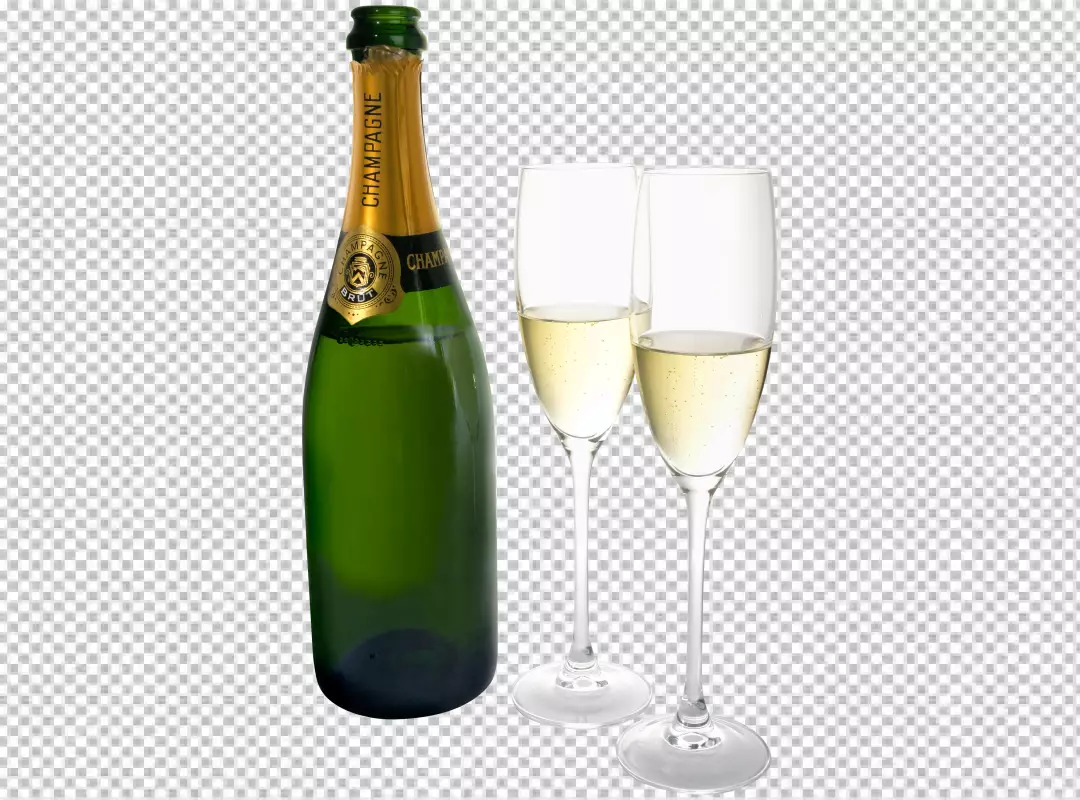 Free Premium PNG Bottle of champagne and goblets on png background