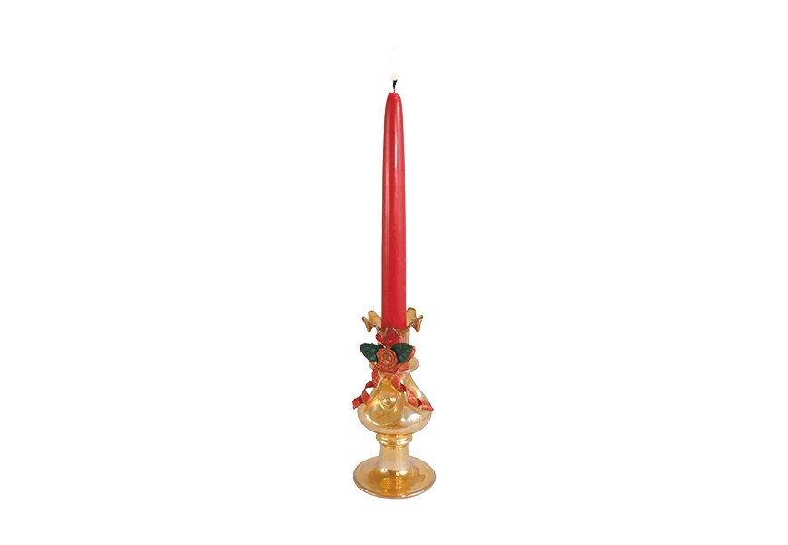 Free Premium PNG burning golden candle in a candlestick on transparent background transparent 