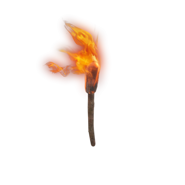 Free Premium PNG Burning hand torch On Transparent Surface