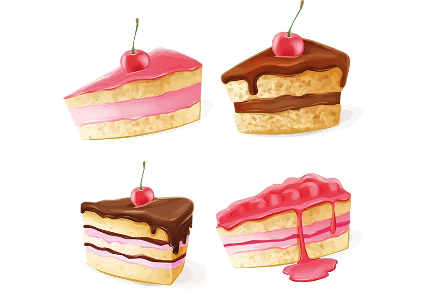 Free Premium PNG Cakes collection in watercolor style transparent background