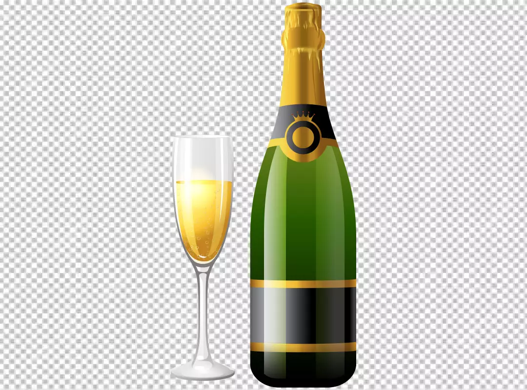 Free Premium PNG Champagne bottle and champagne glass design