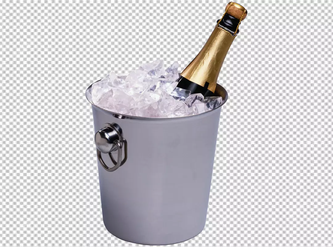 Free Premium PNG Champagne bottle in ice bucket and two full glasses realistic transparent background 