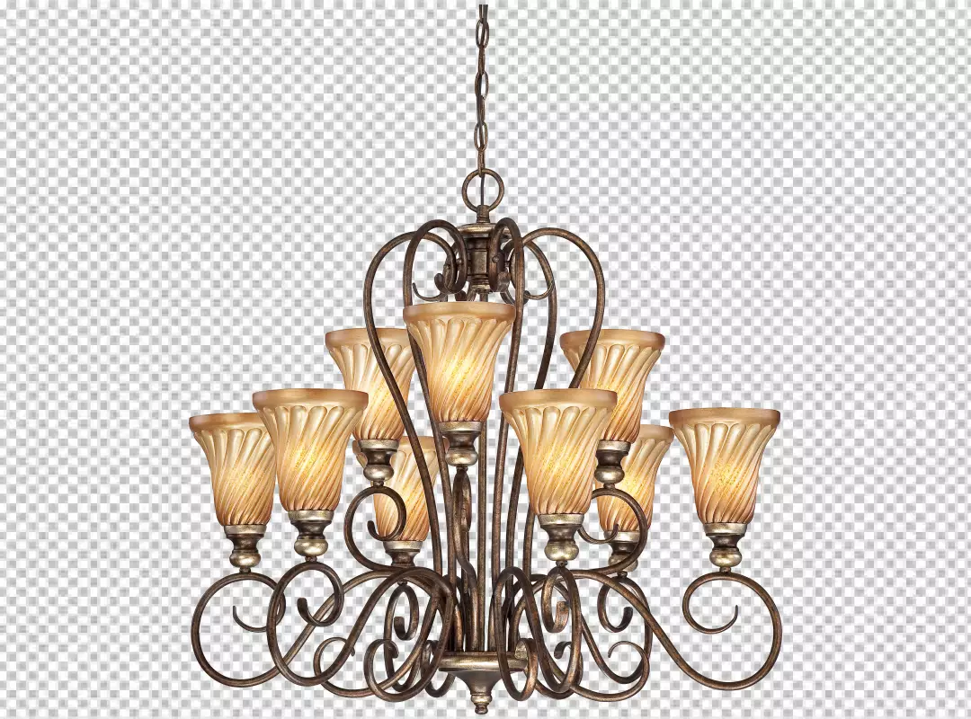 Free Premium PNG Chandelier on the ceiling isolated on png background hanging lamp pendant light 