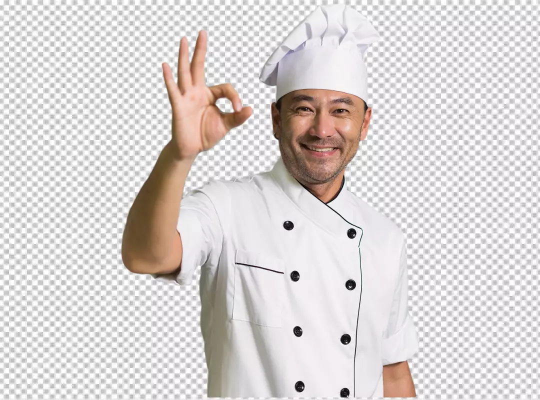 Free Premium PNG Chef doing a bad signal over PNG background