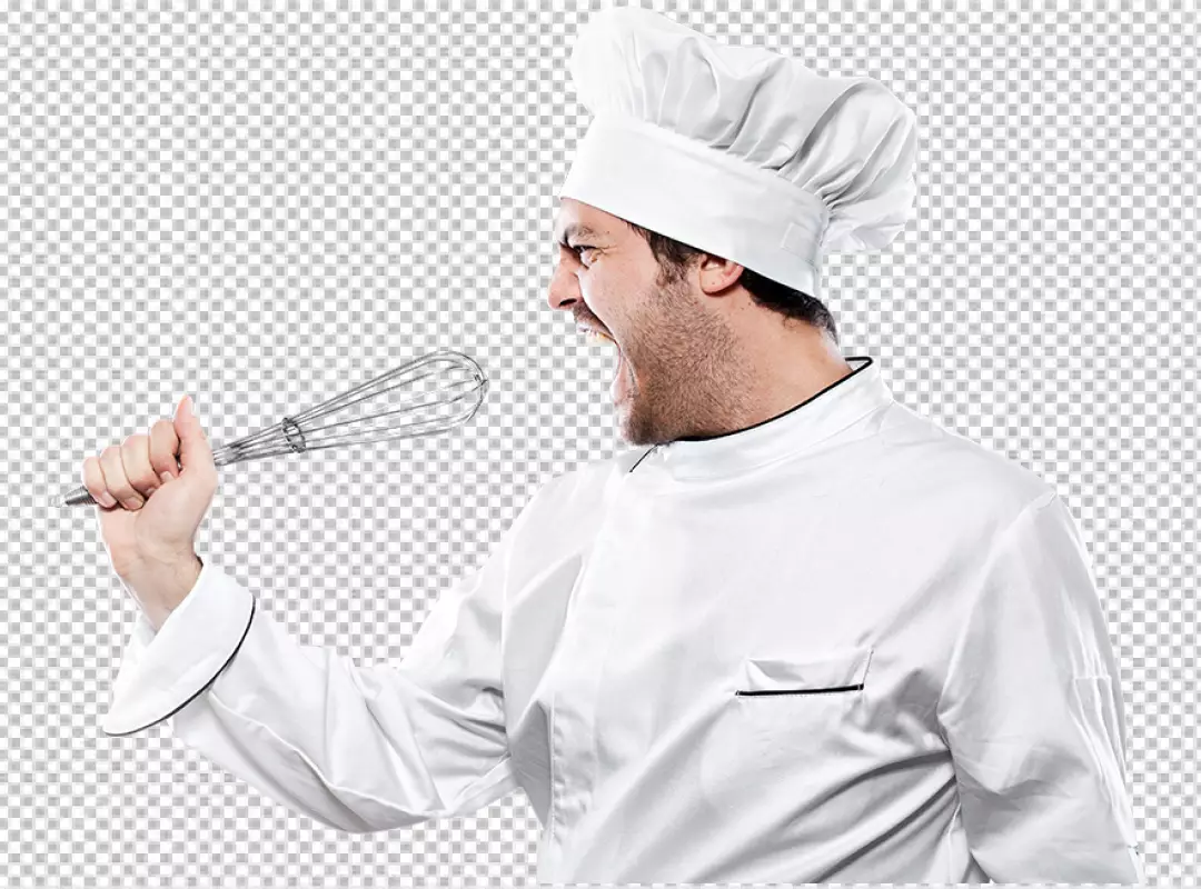 Free Premium PNG Chef doing a bad signal over transparent  background PNG