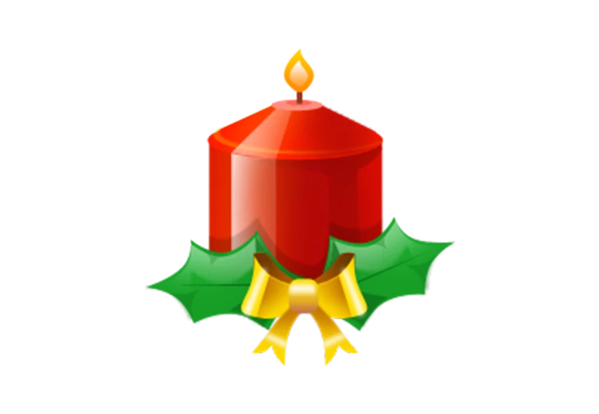 Free Premium PNG Christmas decoration with candle and santa's costume transparent background