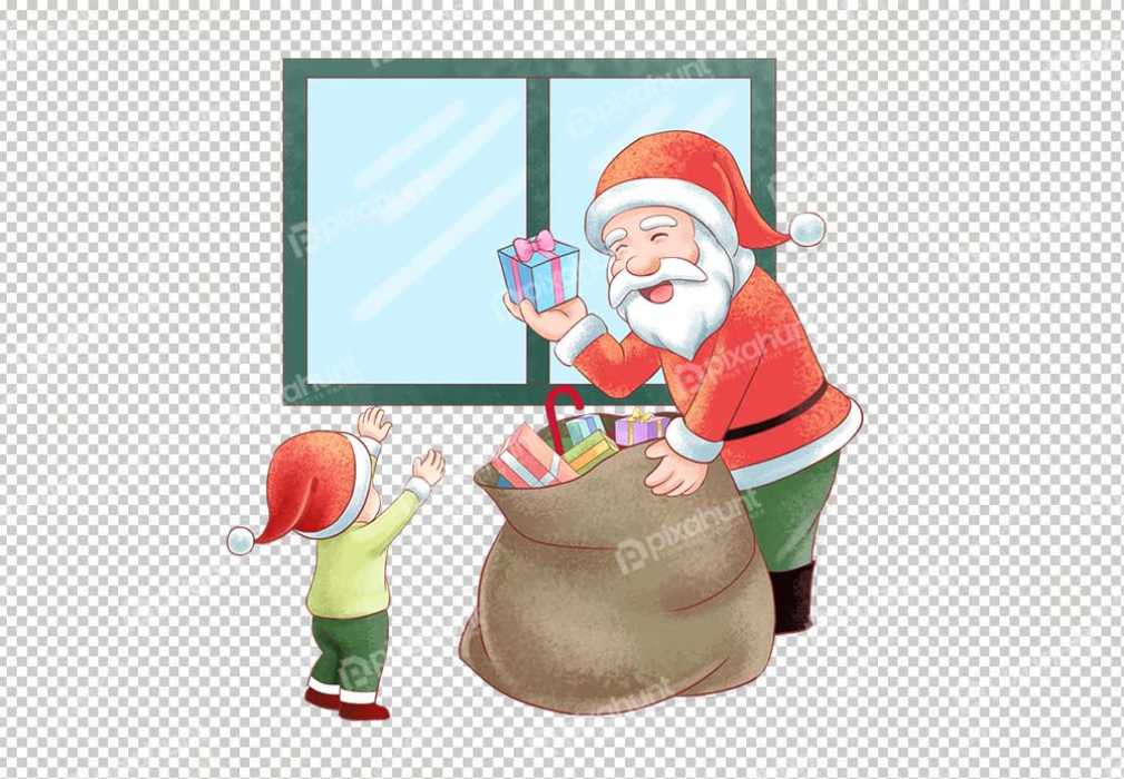 Free Premium PNG Christmas Santa Claus Christmas Gift Cartoon