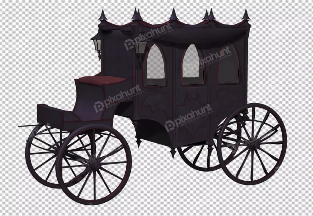 Free Premium PNG classic carriage black color transparent  background 