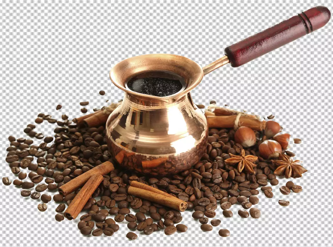 Free Premium PNG Close-up coffee beans with cinnamon stick