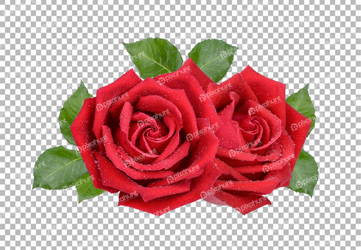 Free Premium PNG Close Up Shot of Two Red Rose With Transparent Background