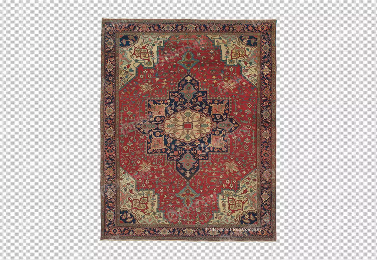 Free Premium PNG Closeup of a classic rug featuring a central floral medallion and ornamental border with a diversity of colors
