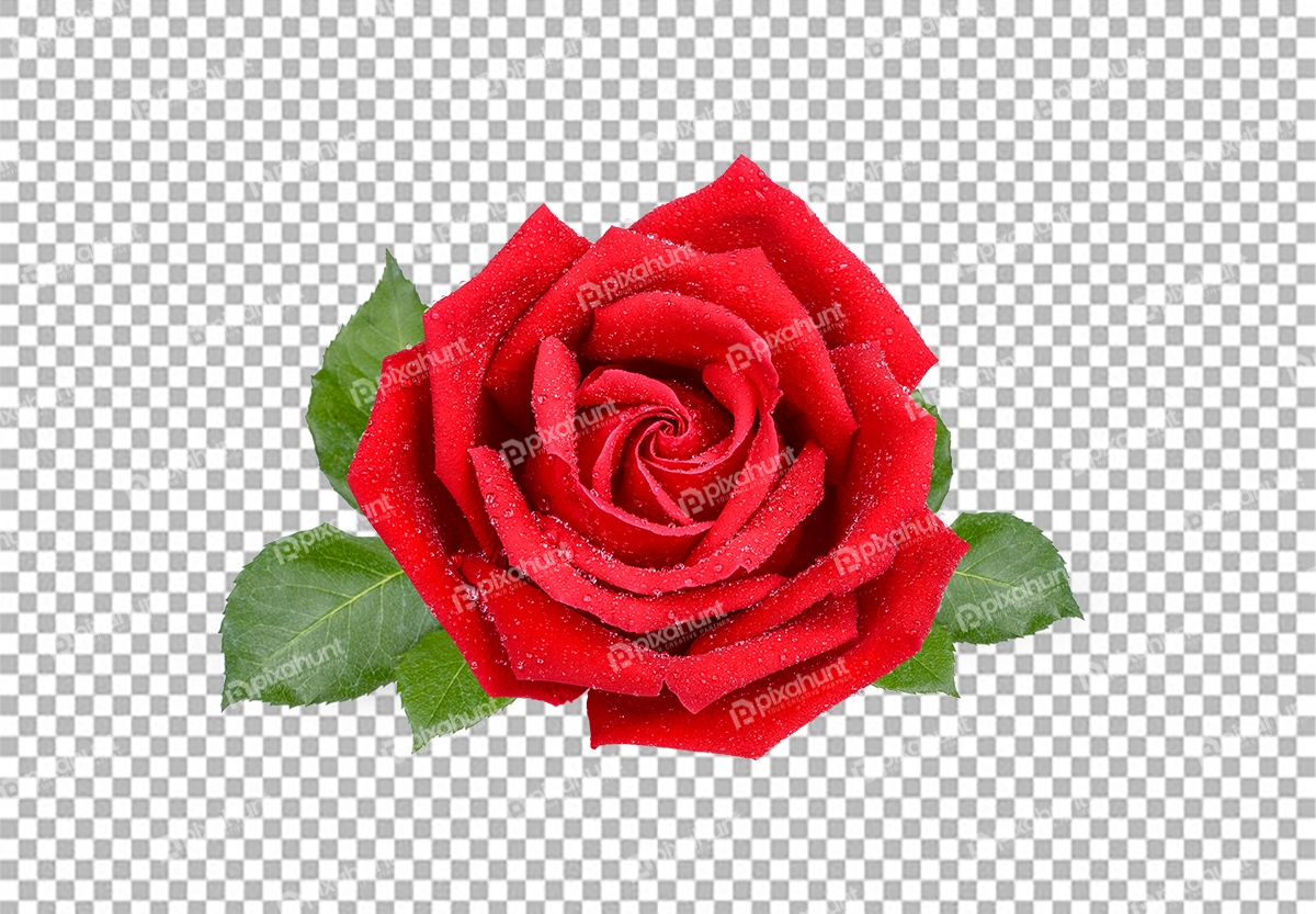 Free Premium PNG Closeup Shot of a Red Rose With Transparent Background