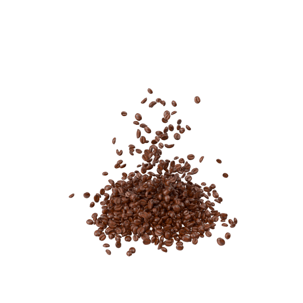 Free Premium PNG Coffee beans scattered mid-air on a transparent surface