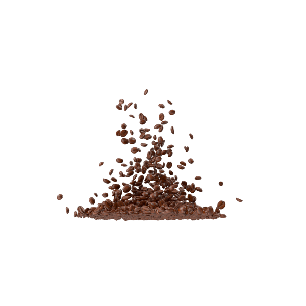 Free Premium PNG Coffee beans scattered mid-air on white surface