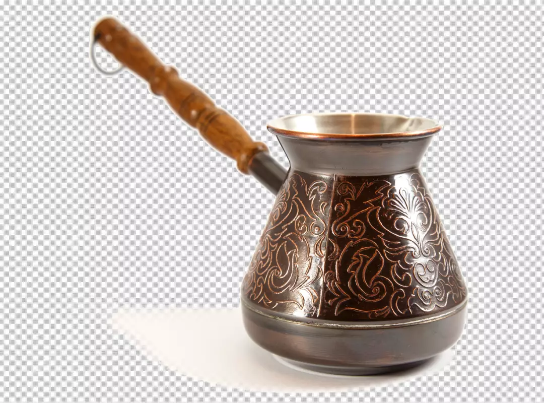 Free Premium PNG Coffee is brewed in cezve on a transparent background