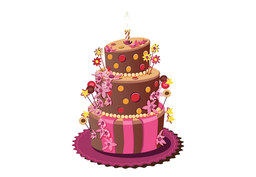 Free Premium PNG Colorful birthday cake with candles isolated  transparent background 