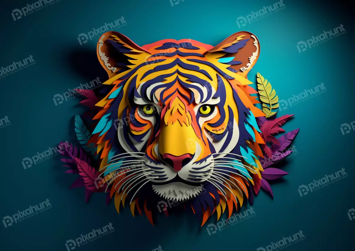 Free Premium Stock Photos Colorful tiger in studio