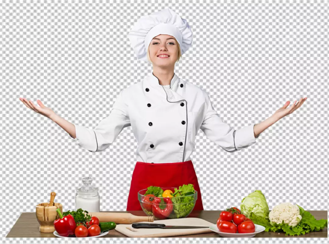 Free Premium PNG Cooking is my passion Confident mature chef in white uniform keeping arms crossed 