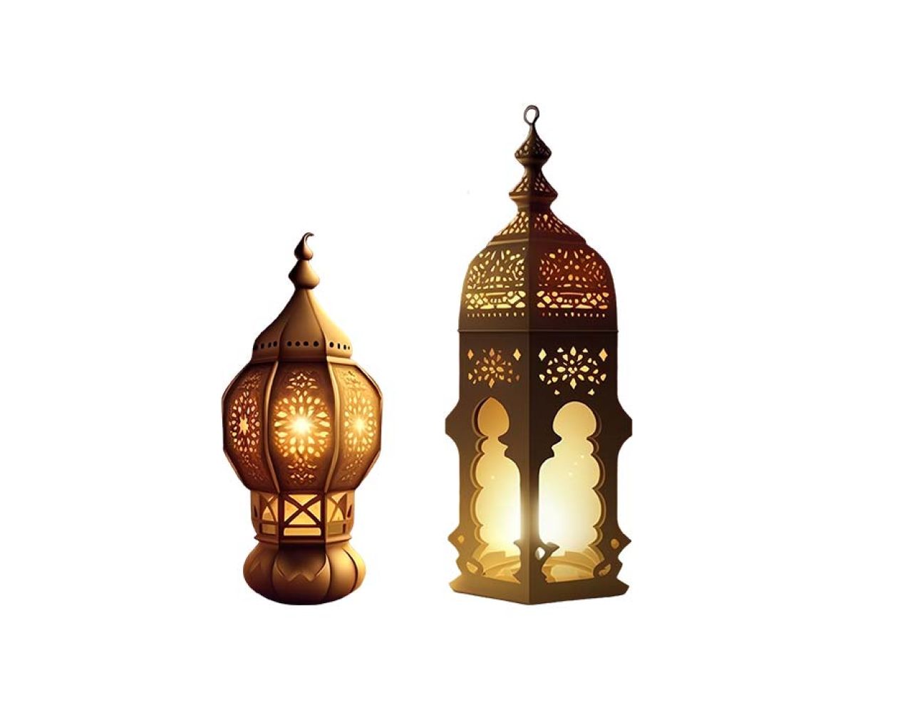Free Premium PNG Eid mubarak and ramadan kareem greetings with islamic lantern and mosque