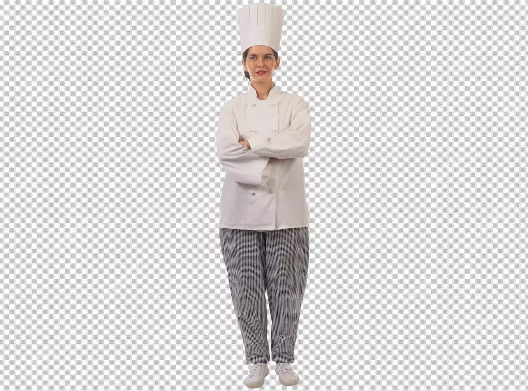 Free Premium PNG Female chef standing with crossed arms in white uniform and looking nice