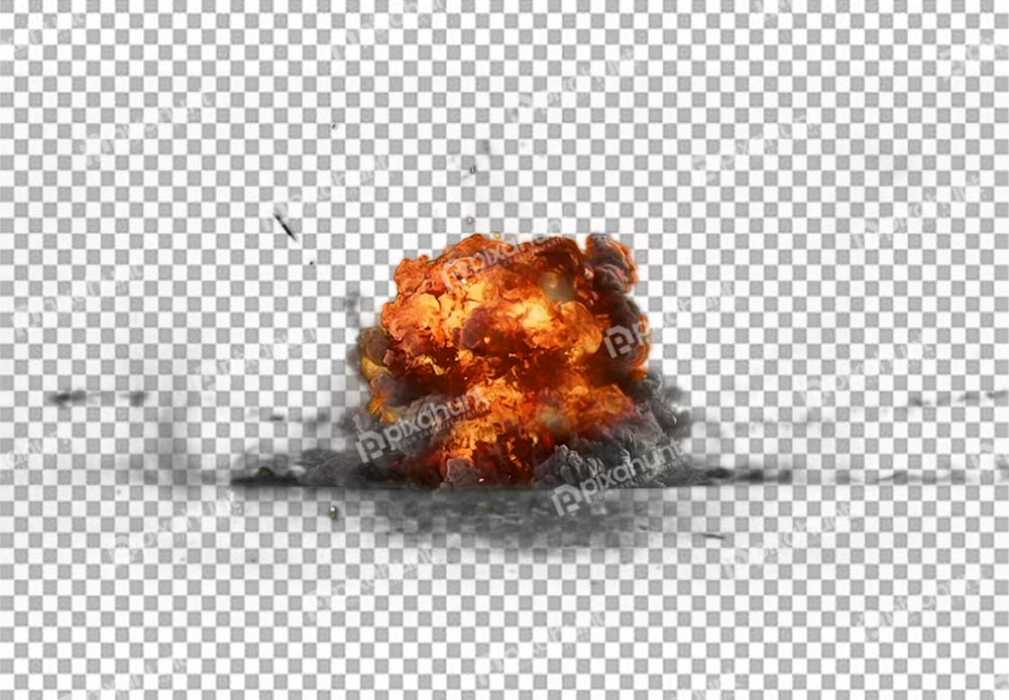 Free Premium PNG Fire Explosion With Dark Smoke