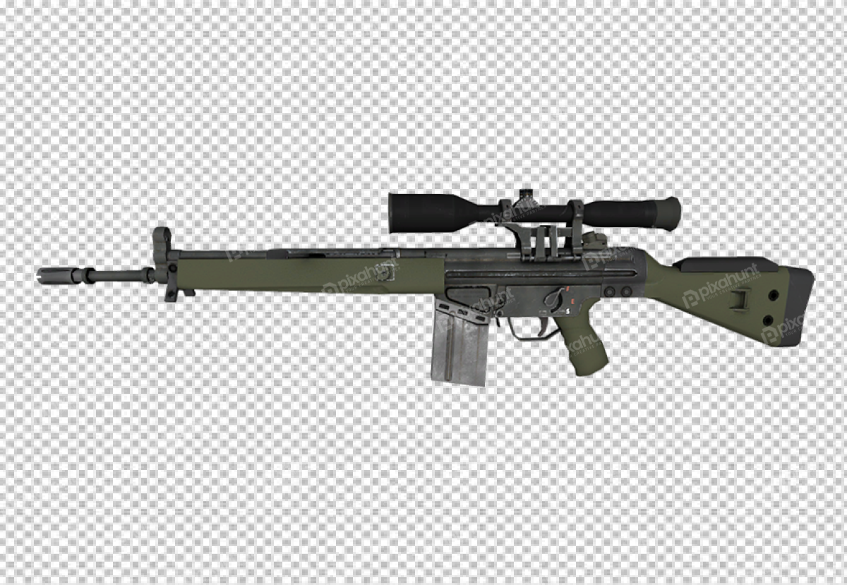 Free Premium PNG Firearm with scope isolated on transparent background 3d