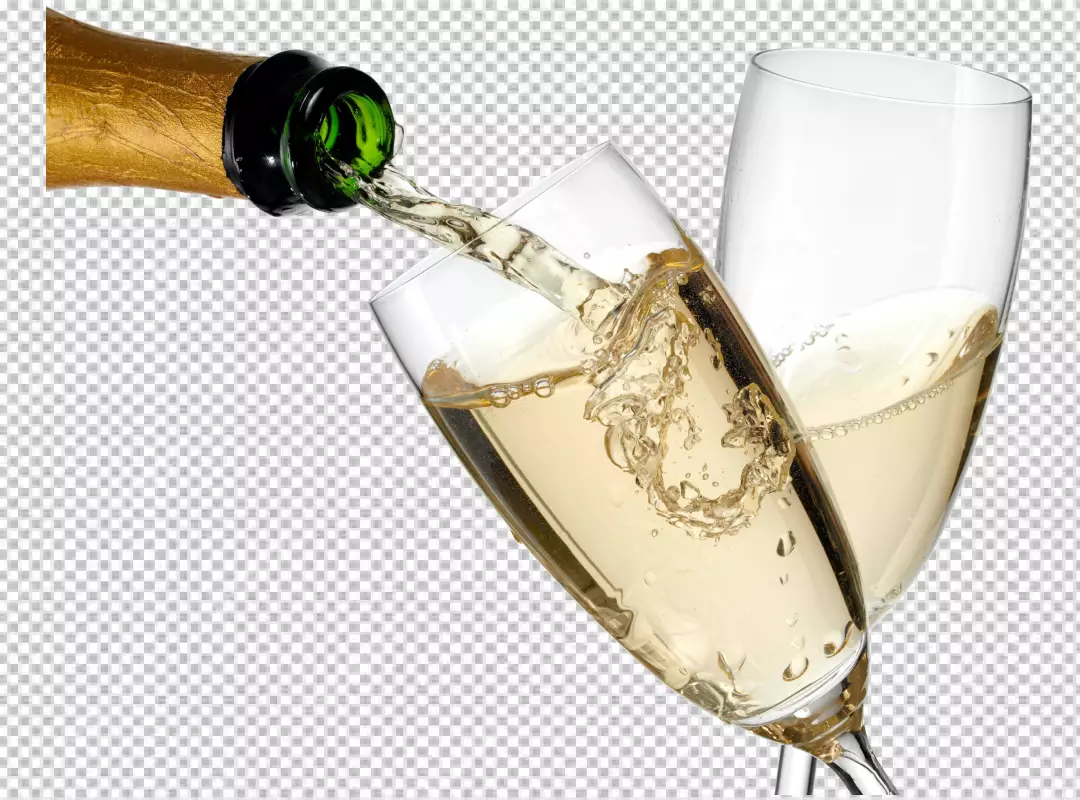 Free Premium PNG Front view of bottle pouring champagne in glass