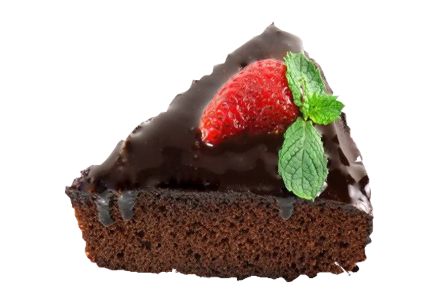 Free Premium PNG Front view of colored cake slices chocolate and fruit cakes inside brown cake slice 