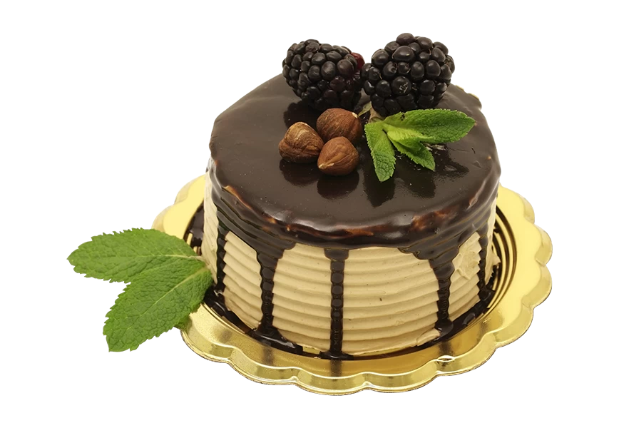 Free Premium PNG Front view of delicious chocolate cake with copy space png