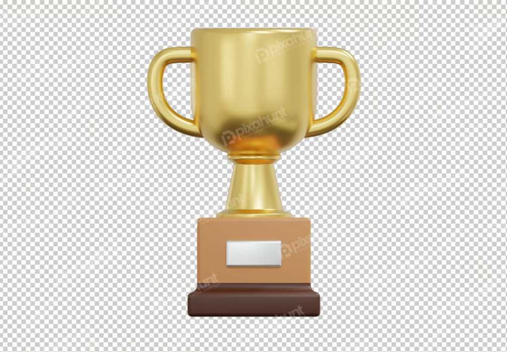 Free Premium PNG Golden Trophy 3D Icon illustration