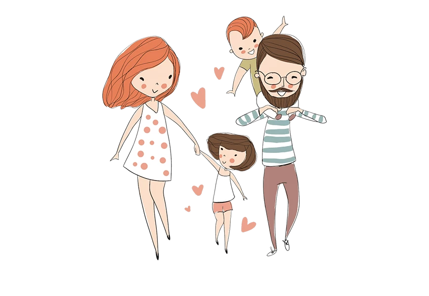 Free Premium PNG Hand drawn family animated PNG