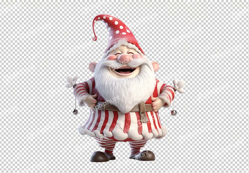 Free Premium PNG Happy yeti dwarf with the santa claus costume is holding the bag for celebrating the christmas
