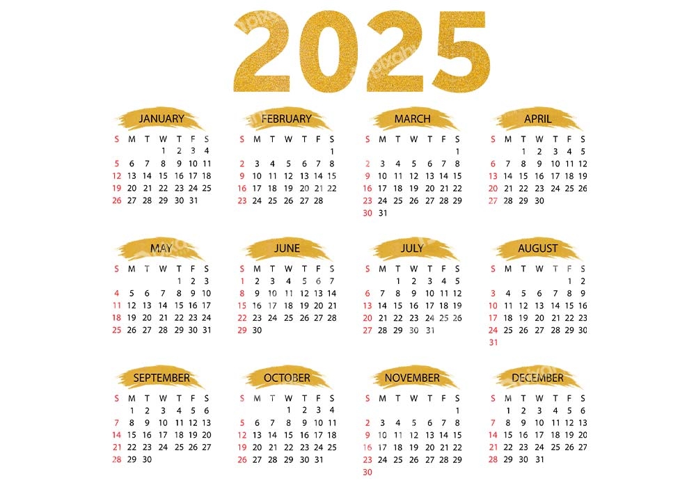 Free Premium PNG HD golden design of calendar 2025 transparent png