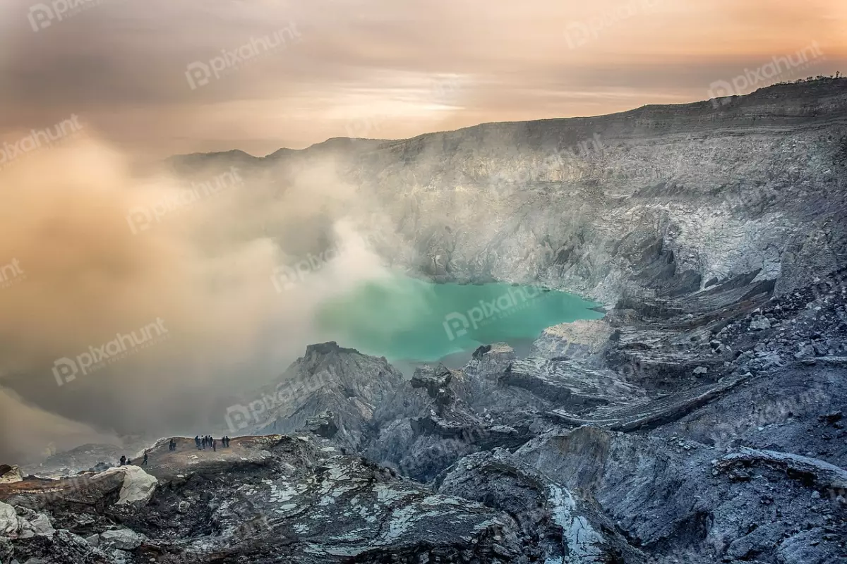 Free Premium Stock Photos High angle looking down into a volcanic crater