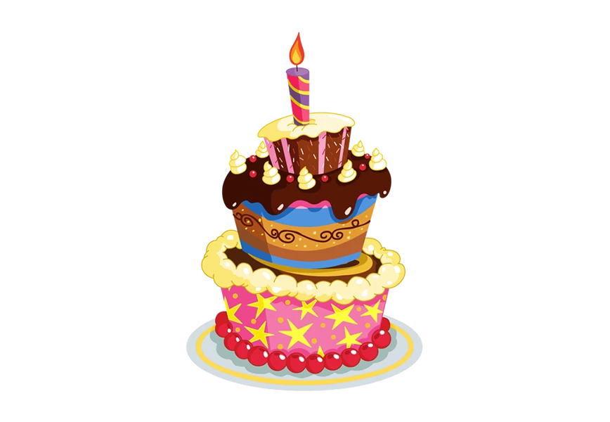 Free Premium PNG Illustration of a birthday cake