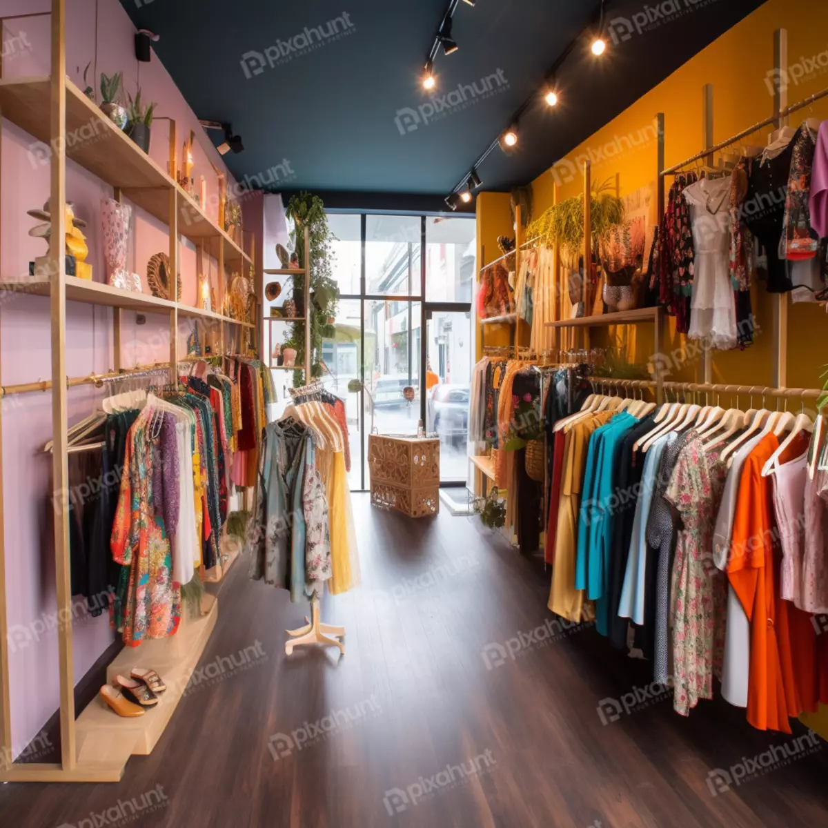 Free Premium Stock Photos Inter fashion shop | Arafed clothing store with a variety of clothes on display