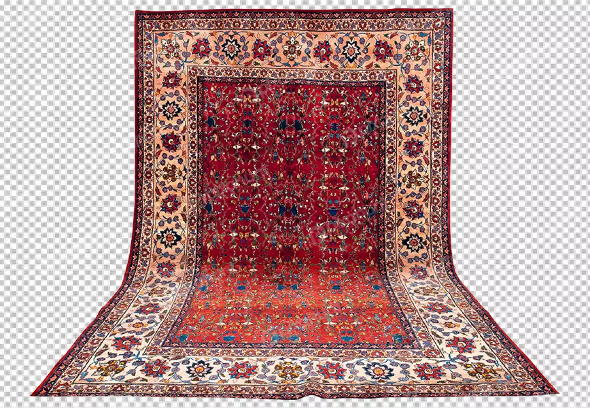 Free Premium PNG Iranian Isfahan Rug Central Medallion Pattern Curvilinear transparent background 