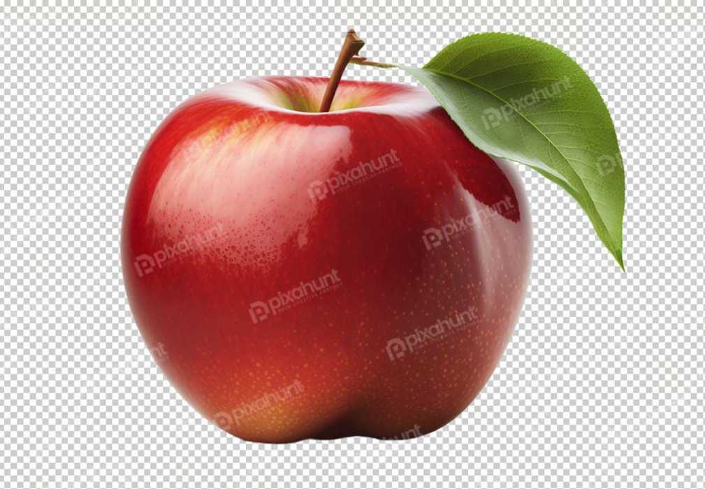 Free Premium PNG Isolated fresh red apple Apple with leaves