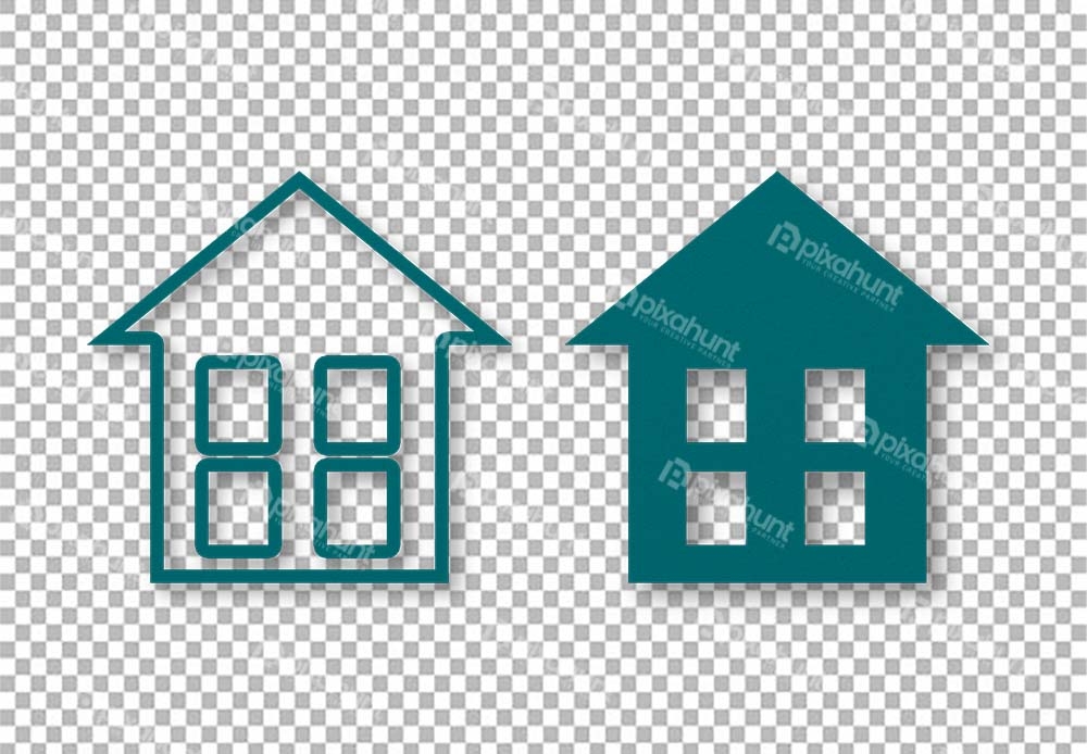 Free Premium PNG Isolated  Green paper cut house shapes apart