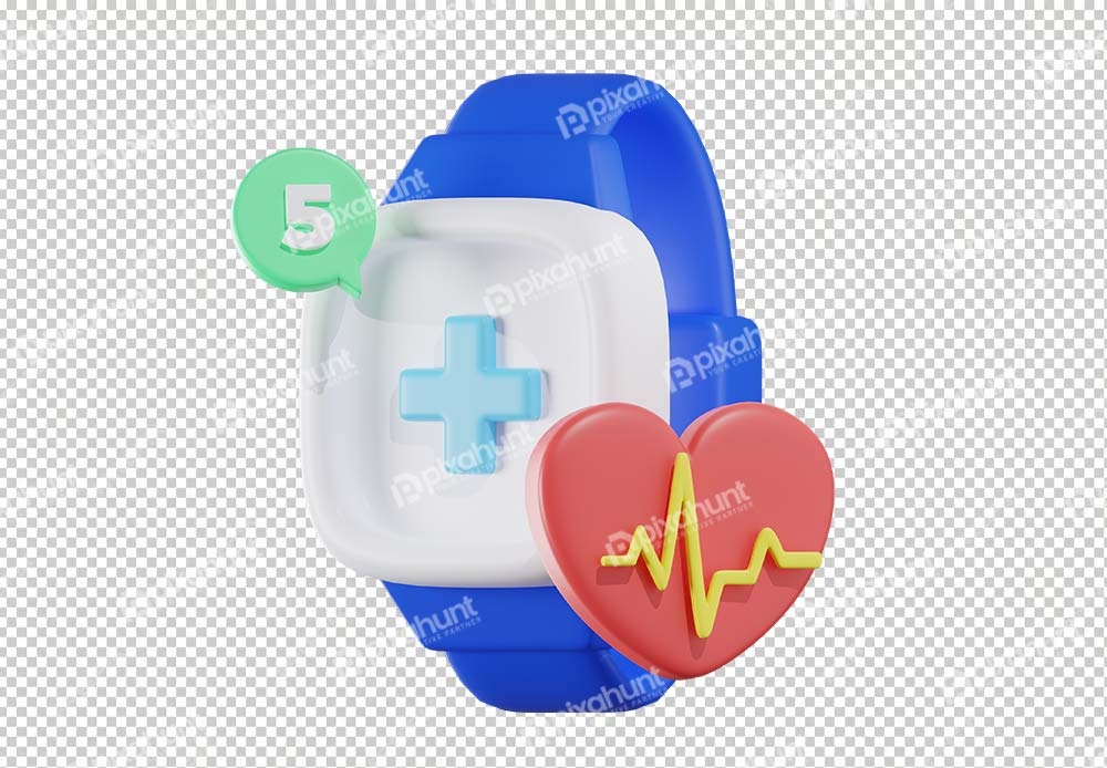 Free Premium PNG Isolated Health Smartwatch Medical 3D Illustration | smartwatch 3d rendered image