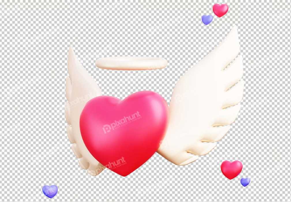 Free Premium PNG Isolated realistic set of 3d hearts | Angel of love 3D Illustration