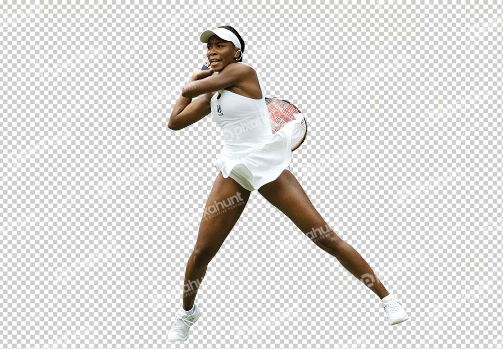 Free Premium PNG Isolated Woman Tennis player | hit the boll with Tennis racket