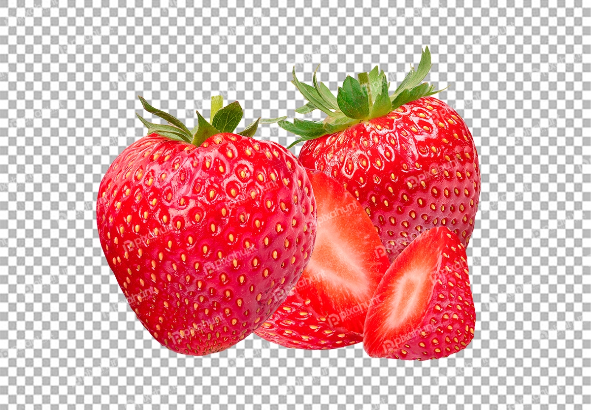 Free Premium PNG juicy strawberry with half sliced PNG