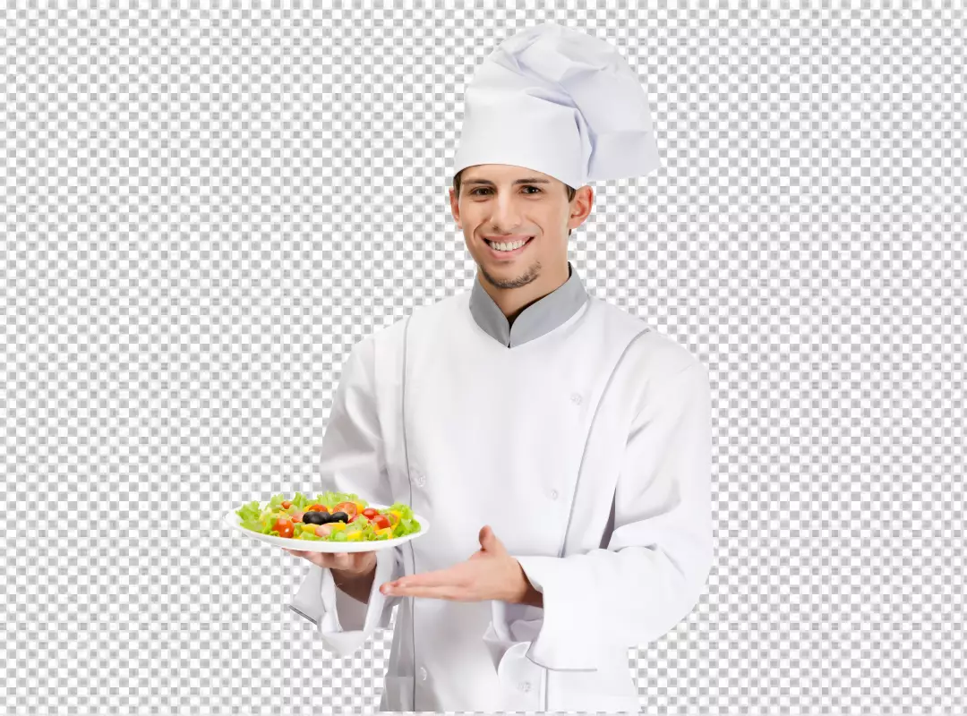 Free Premium PNG Kitchen chef plate on hand transparent background 