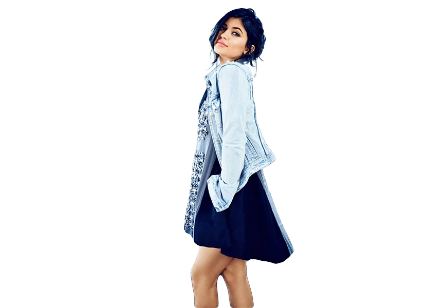 Free Premium PNG Kylie Jenner Sideview | A young woman standing at a three quarter angle