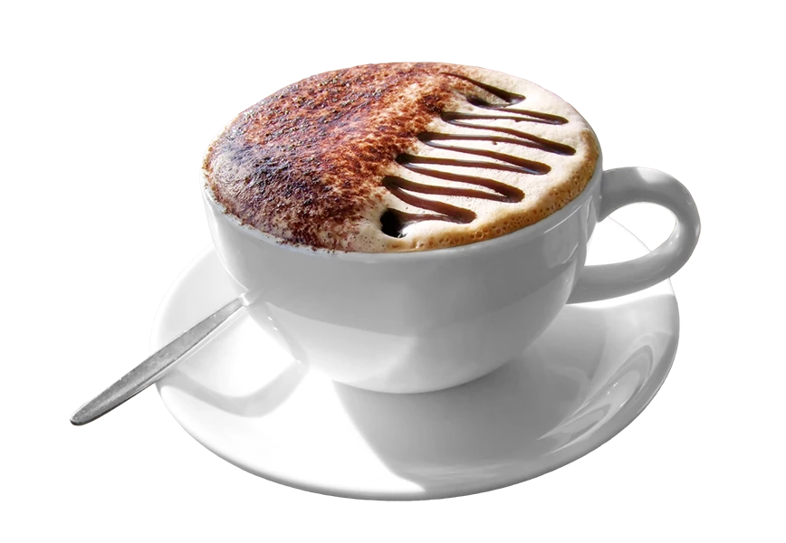 Free Premium PNG Latte art coffee on wooden table on coffee time Transparent Background
