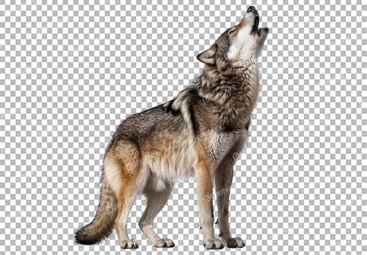 Free Premium PNG Looking Sky Wolf sitting set isolated on transparent background
