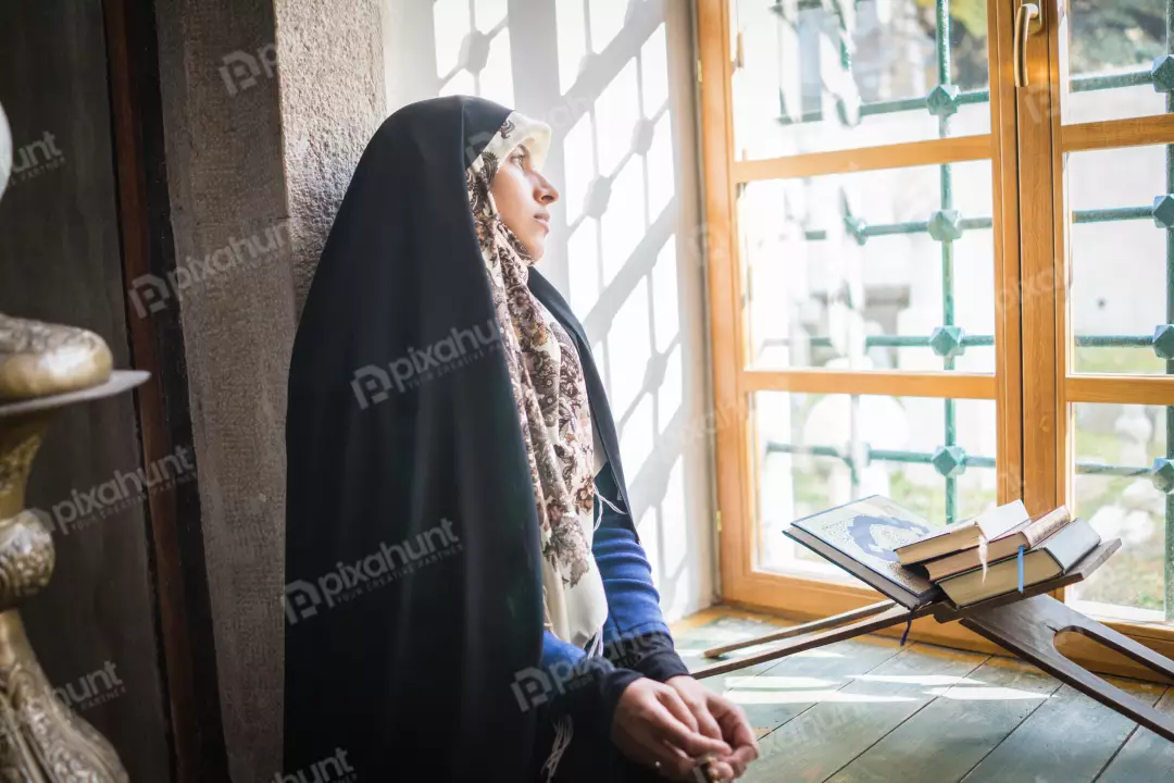 Free Premium Stock Photos Muslim Woman Complete Reading The Holy quran