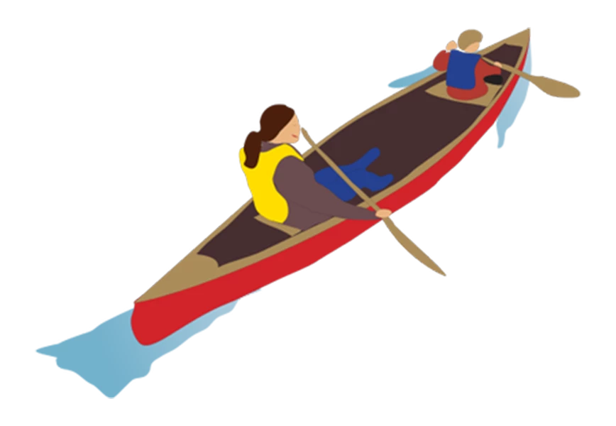 Free Premium PNG One girl and one boy with a boat